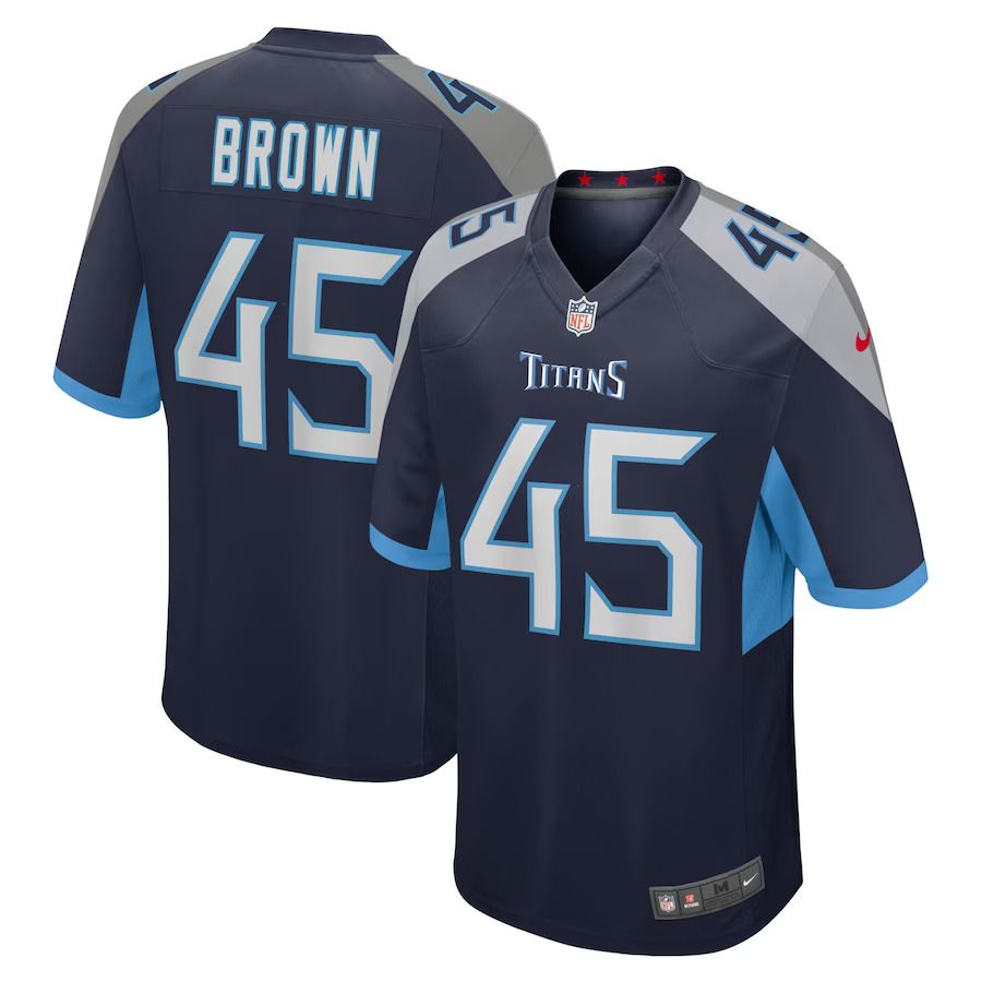 Men Tennessee Titans 45 Kyron Brown Nike Navy Home Game Player NFL Jersey